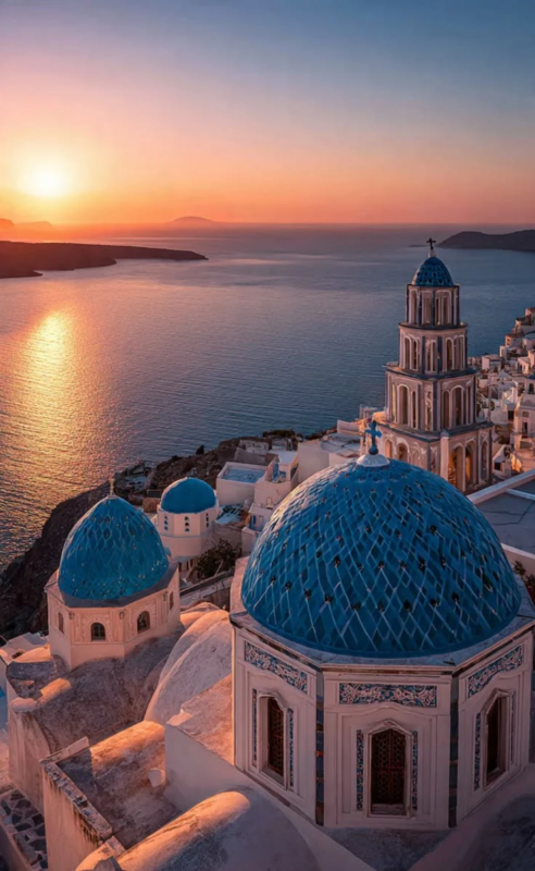 Summer Travel Bucket List Santorini Greece summer sunset view